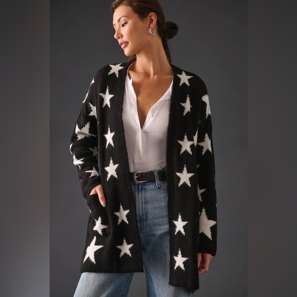 Anthropologie Cardigan Womens XS/S Maeve Star Printed Slouchy Oversized Sweater - Picture 9 of 10